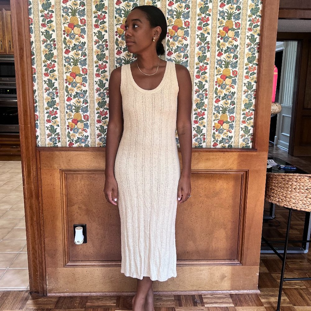 Madewell Tan Terry Cloth Midi Dress